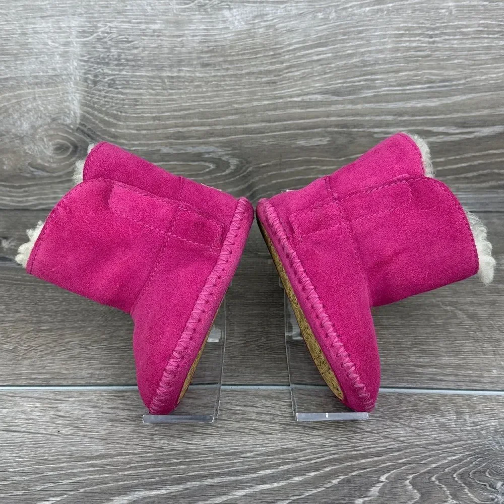 Ugg Caden Toddler Girl Sz 5 Princess Pink Suede Shearling Lined Moccasin Booties